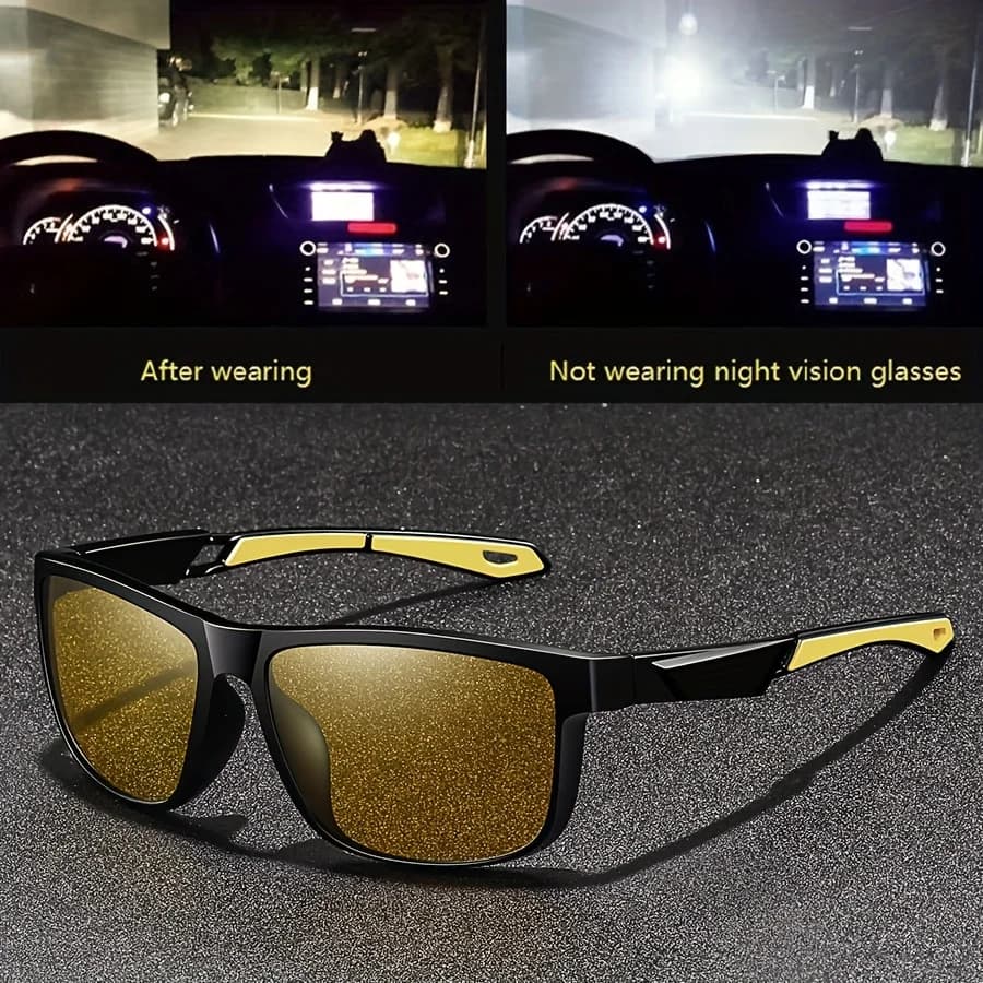 Lunettes de vision nocturne jaunes anti-éblouissement pour pêche et conduite - Protection UV complète