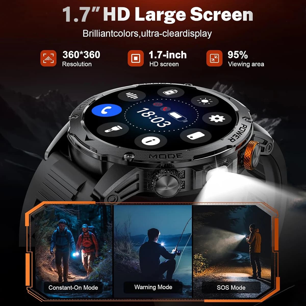 Montre Militaire 2025 T-Rex 3 Ultra - Smartwatch homme batterie 1000mAh étanche 5ATM lampe torche suivi sport