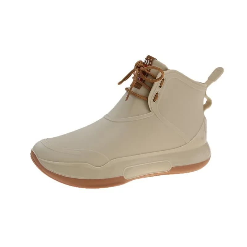 Bottes de pluie couple mode casual lacets étudiants polyvalentes loisirs travail - Chaussures eau pêche femme