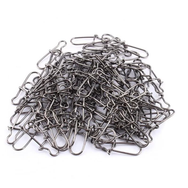50 ou 100 pièces agrafes pêche inox à verrouillage rapide pour leurres et émerillons - Accessoires montage