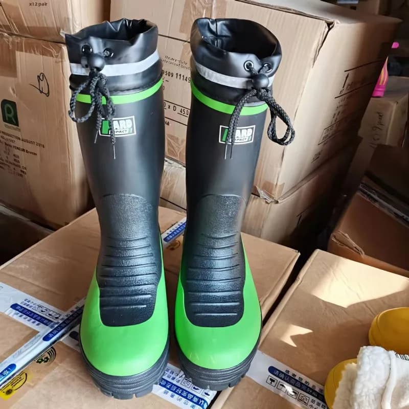 Bottes de pêche hautes caoutchouc homme semelle cloutée antidérapantes résistantes morsures serpent