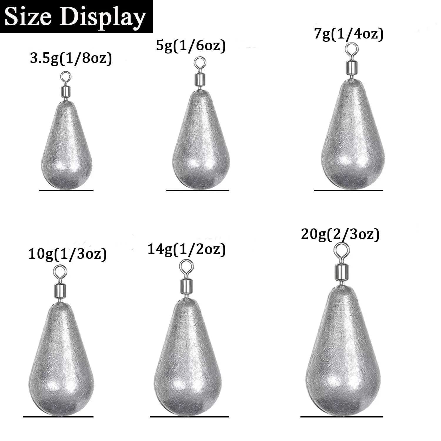 Lot de 10 plombs souples pour leurres de 3.5g à 20g | Poids pour pêche du