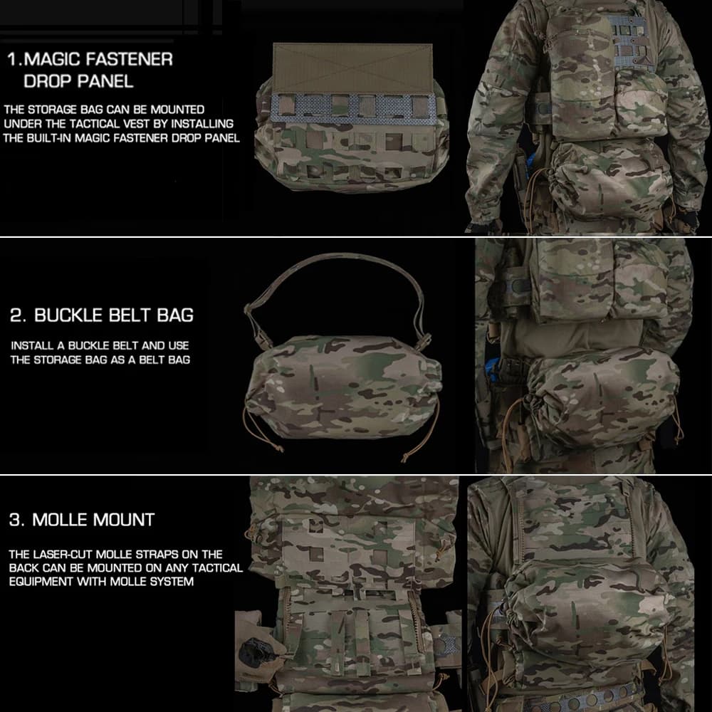 Poche tactique style Ferro masque à gaz - Rangement manchot gilet plaque pêche outdoor ceinture