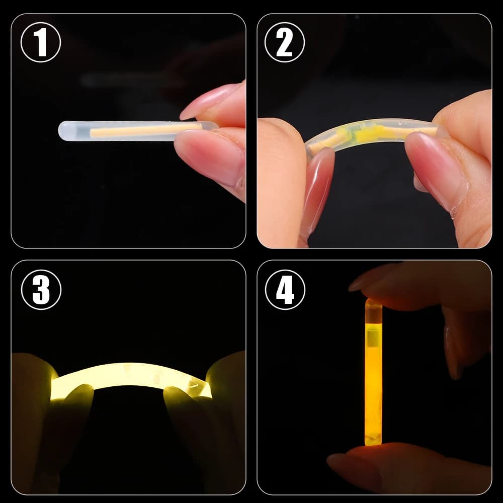 Bâtons fluorescents lumineux 10-100 pièces pour pêche de nuit et conditions de faible luminosité