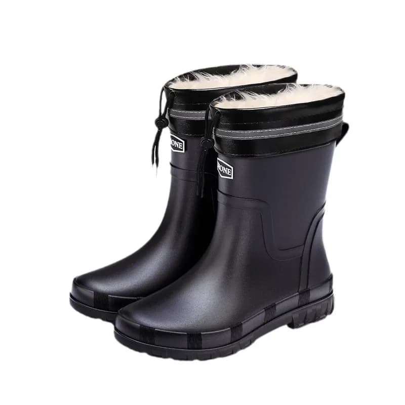 Bottes caoutchouc hiver homme lacets confortables antidérapantes pêche extérieur mode cheville