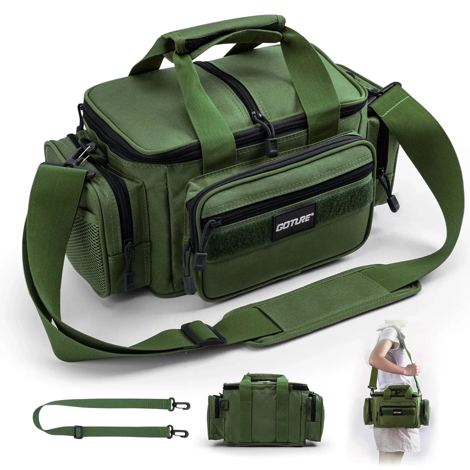 Sac à dos de pêche Goture 38x23x19cm haute capacité - Sac polyvalent Oxford 600D pour pêche et outdoor