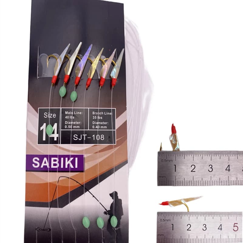 2 packs hameçons sabiki blancs peau poisson - appât crevette lumineux pêche mer