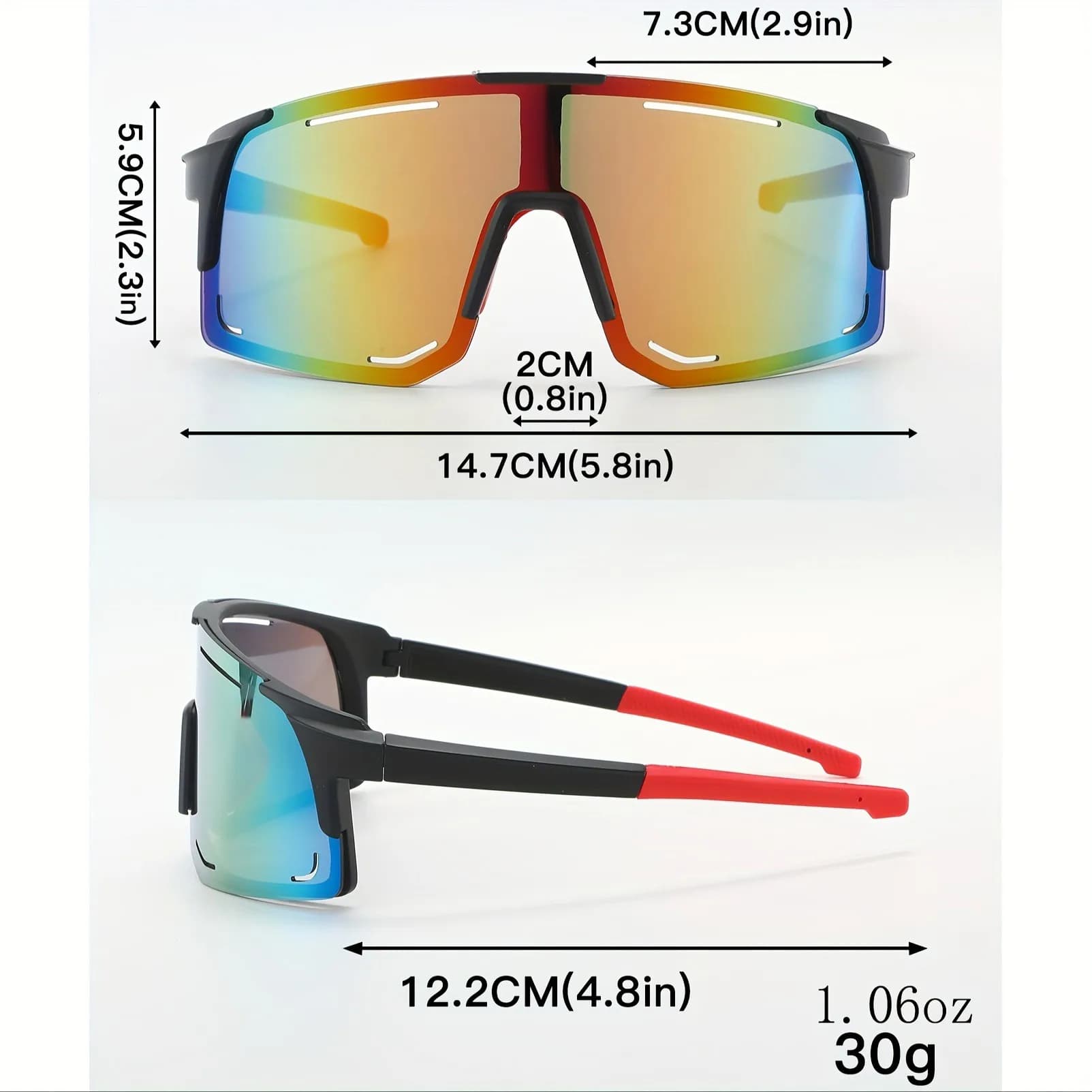 Lunettes de soleil sportives enveloppantes anti-lumière pour pêche, cyclisme et ski - UV400 unisexe