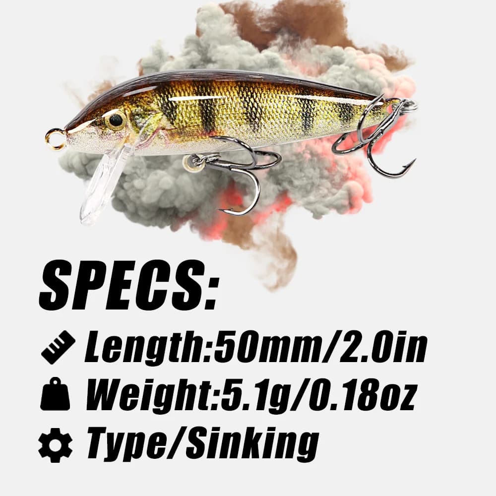 Leurre B&U Sinking Minnow Wobblers pour pêche de la perche, brochet, truite et black bass - Appât dur jerkbait