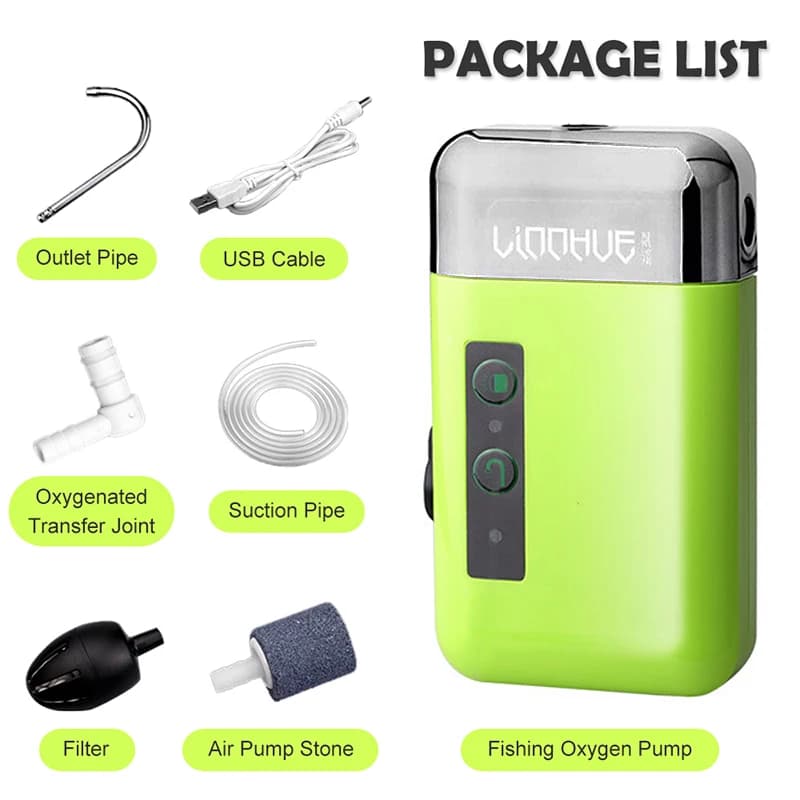 Pompe Eau Air Oxygène Multifonction Rechargeable - Accessoire Pêche avec Capteur pour Matériel de Pêche