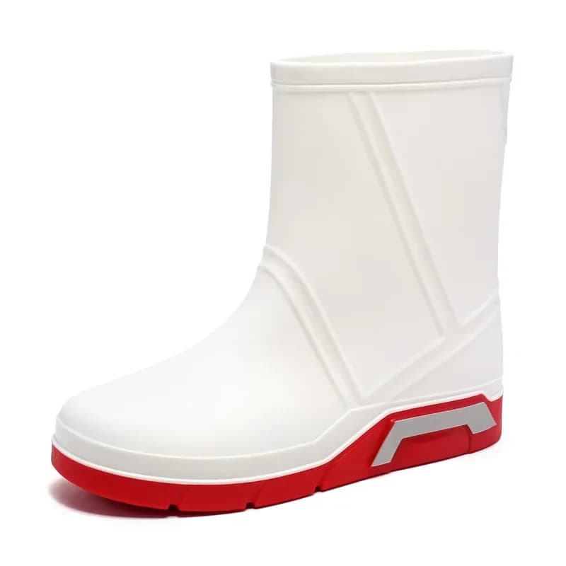 Bottes de pluie homme mi-mollet doublées polaire pêche extérieur étanches chaussures gel