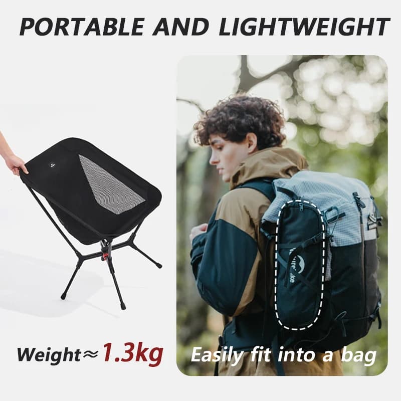 Chaise pliante aluminium Naturehike YL01 200kg - Fauteuil lune robuste pour pêche et camping