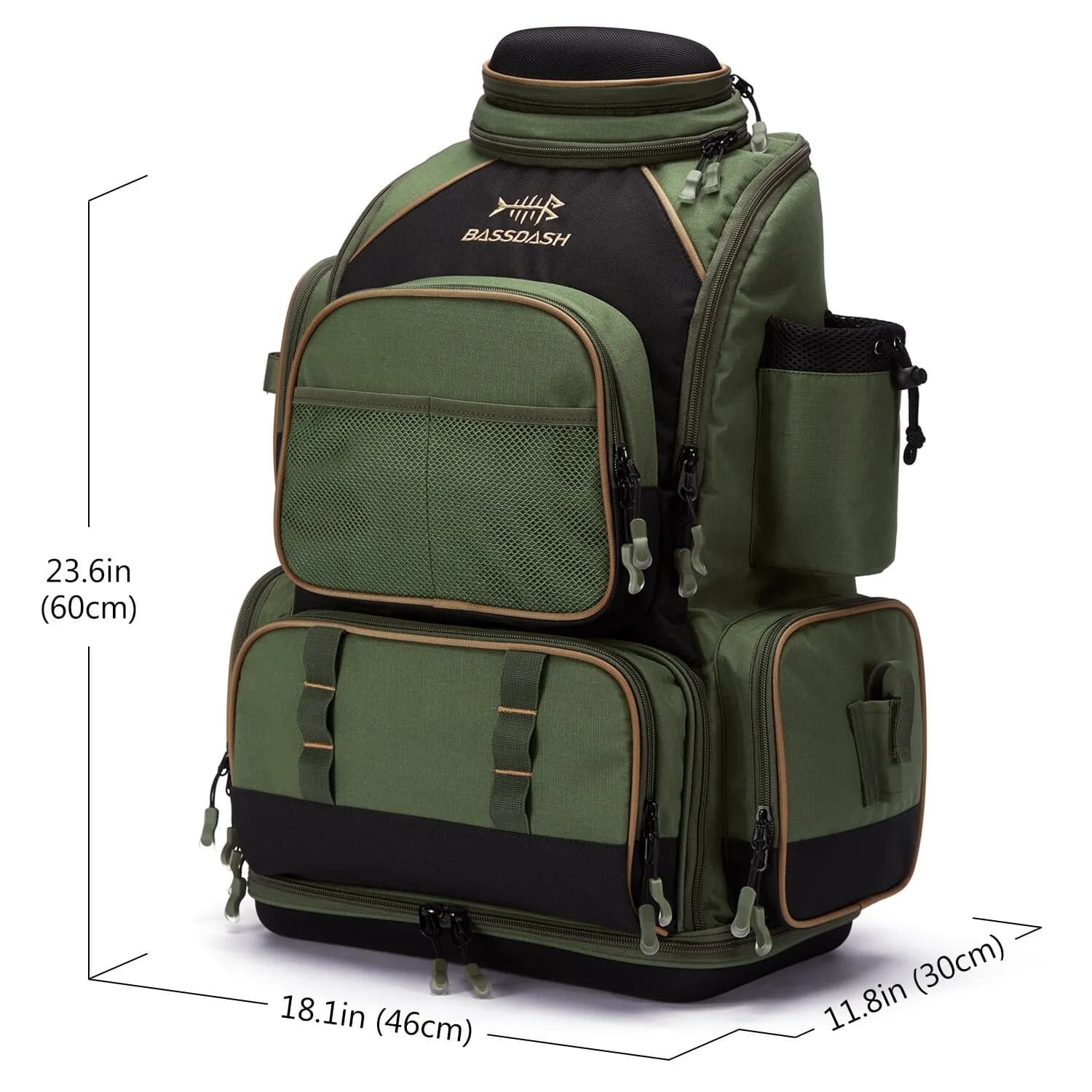 Boîte à pêche souple Bassdash avec protection pluie - Sac à dos tactique multifonction léger