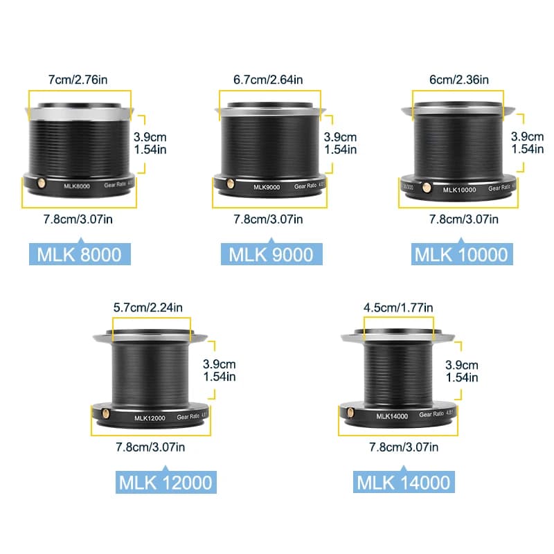 Gros moulinet spinning 8000-14000 frein 20kg, bobine aluminium anti-corrosion, ratio 4.8:1 pour pêche en mer puissante