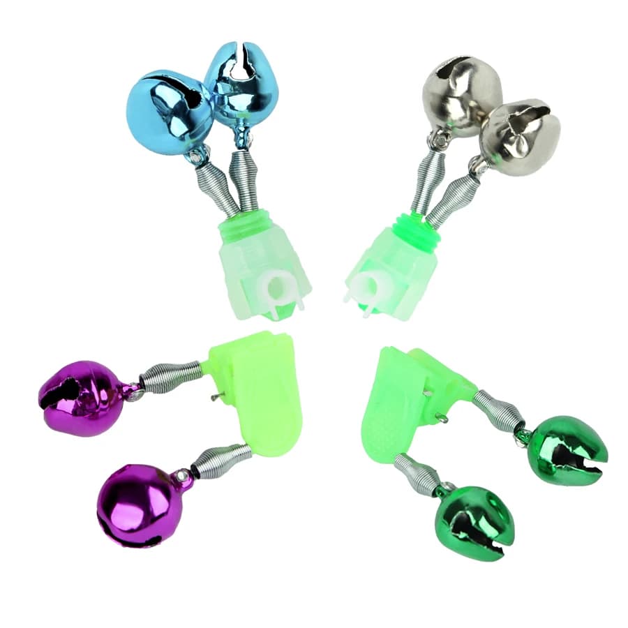 Lot de 10 clips à clochette pour canne - Alerte de touche avec double cloche accessoire pêche FTK