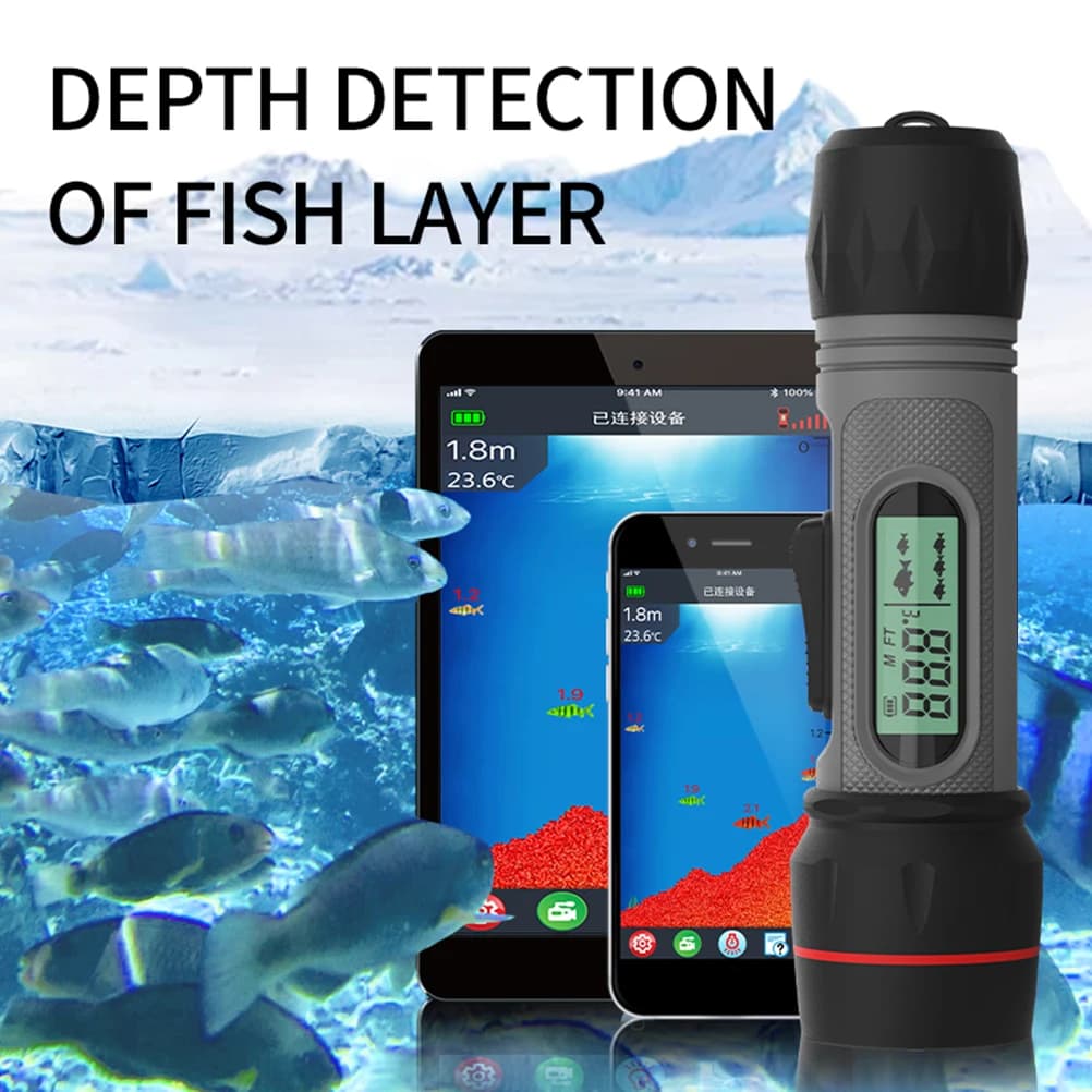 Sonar pêche portable étanche Bluetooth sans fil avec affichage profondeur pour pêche sur glace précise