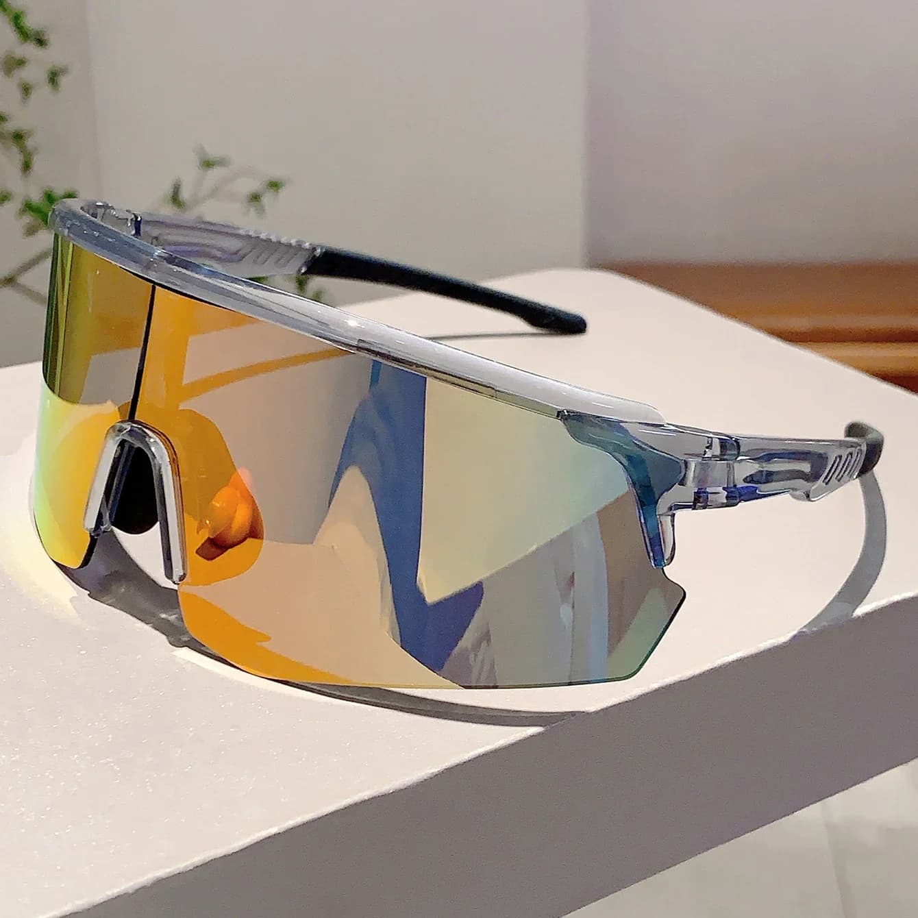 Lunettes de sport semi-rimless surdimensionnées - Protection enveloppante pour pêche et cyclisme