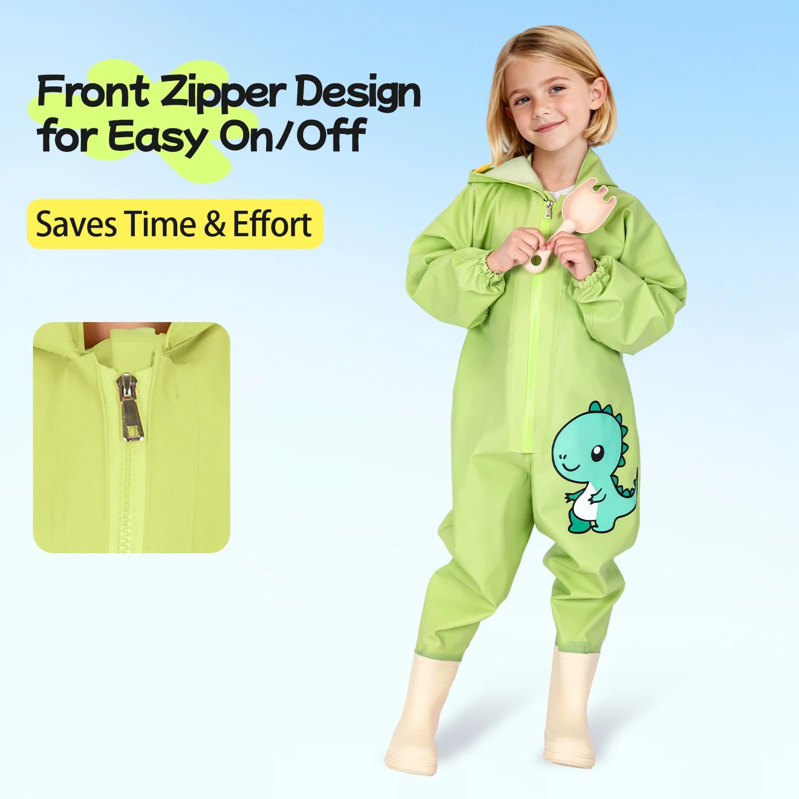 Pantalon pataugeur enfant vert - PVC épais motifs mignons pour plage et activités extérieures