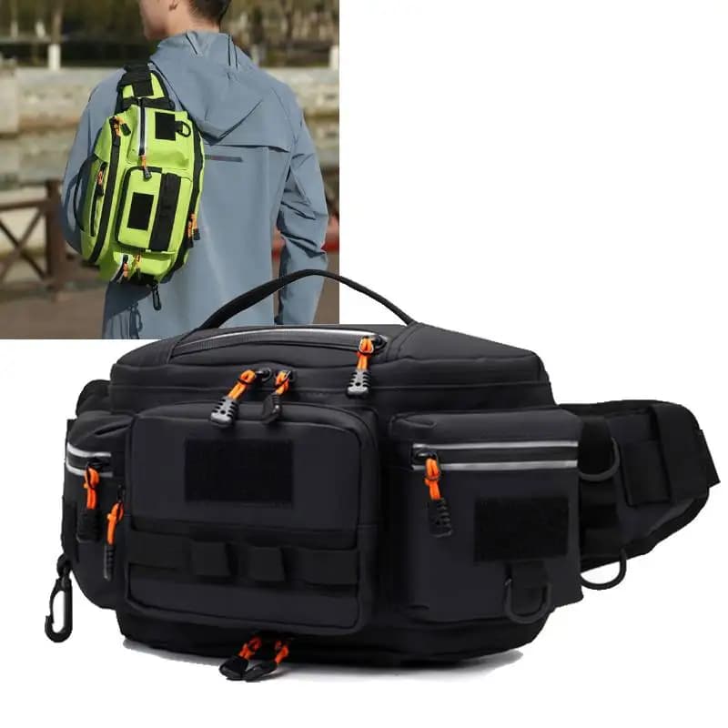 Sac banane pêche mode homme multifonction avec poches multiples pour sports outdoor et pêche