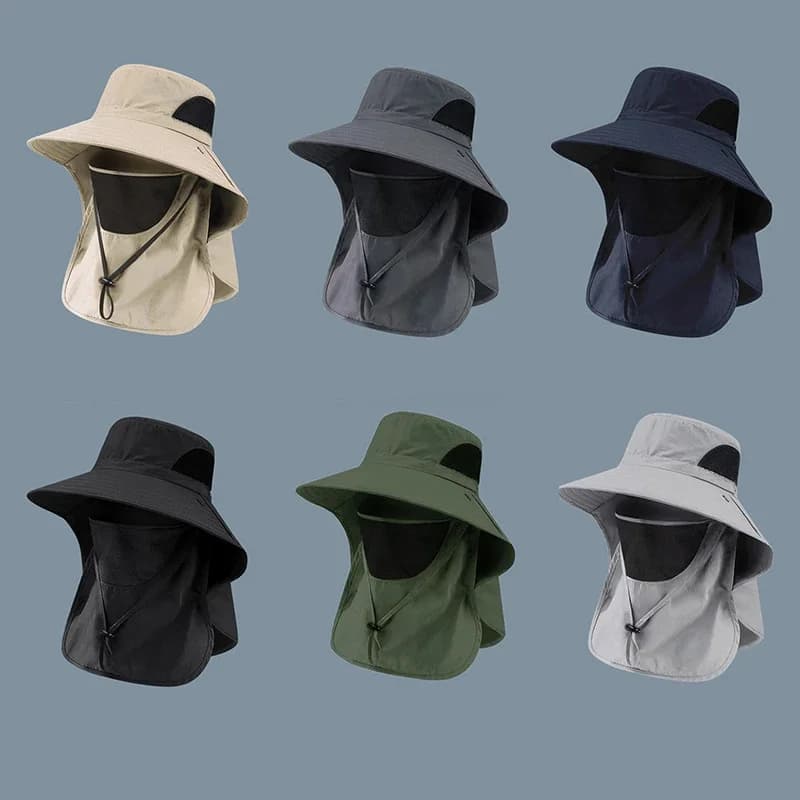 Chapeau de pêche avec protection UV et rabat couvre-nuque pour homme et femme
