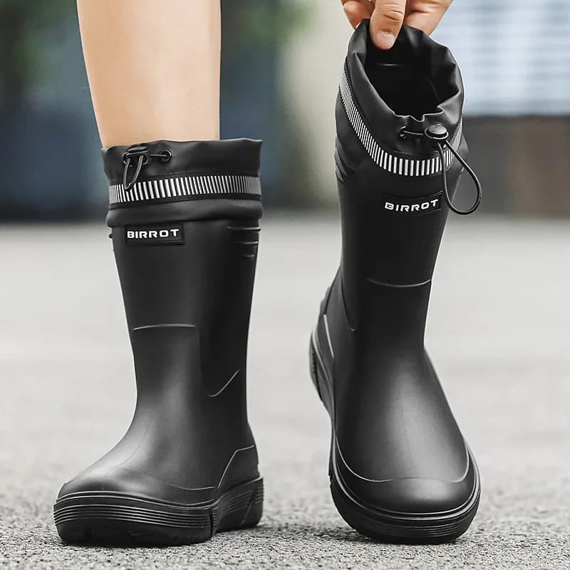Bottes pêche doublées polaire imperméables hommes - Chaussures travail confortables semelle souple
