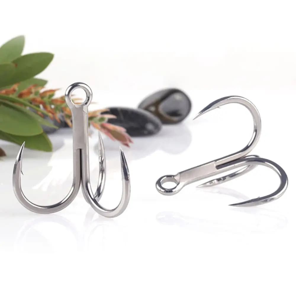 Lot de 4 hameçons triples super affûtés anti-rouille acier carbone, pour pêche robuste
