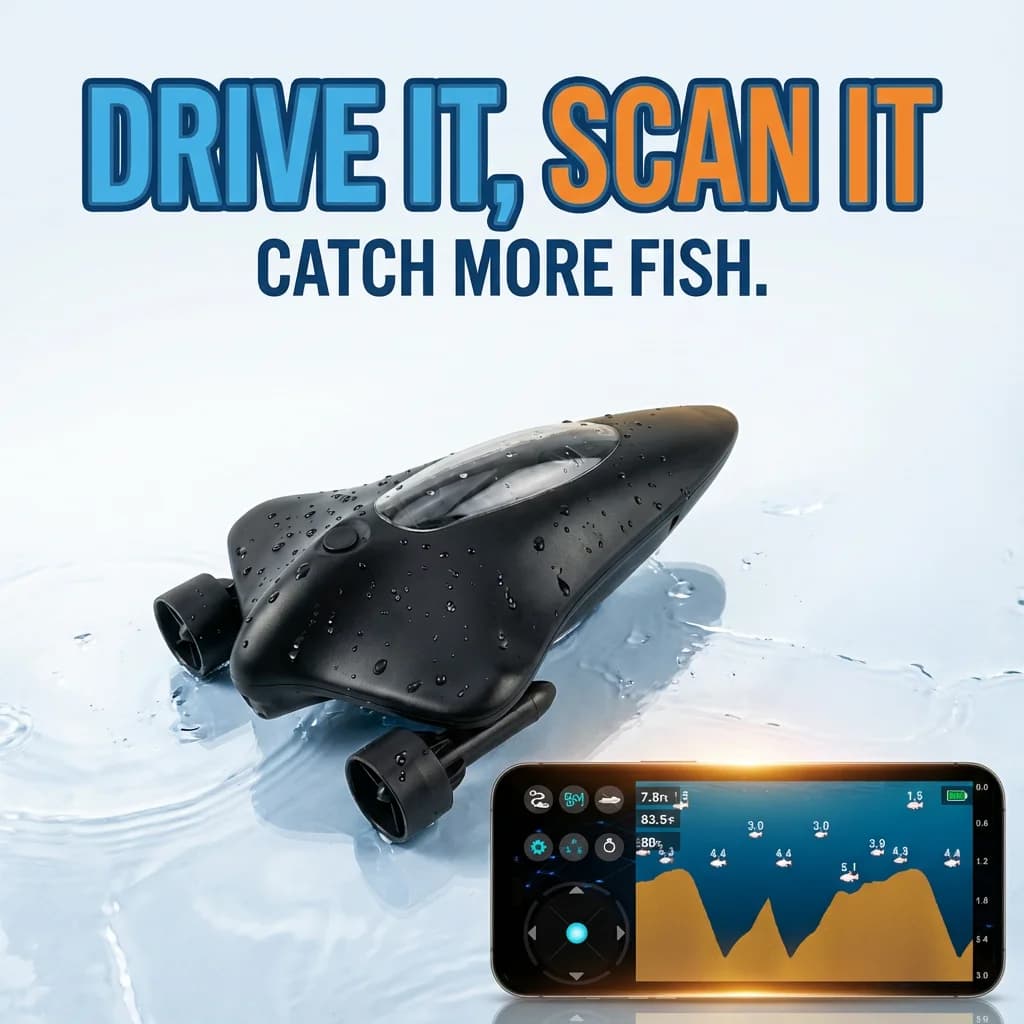 Bateau de pêche télécommandé avec sondeur sans fil et application WiFi pour exploration longue portée