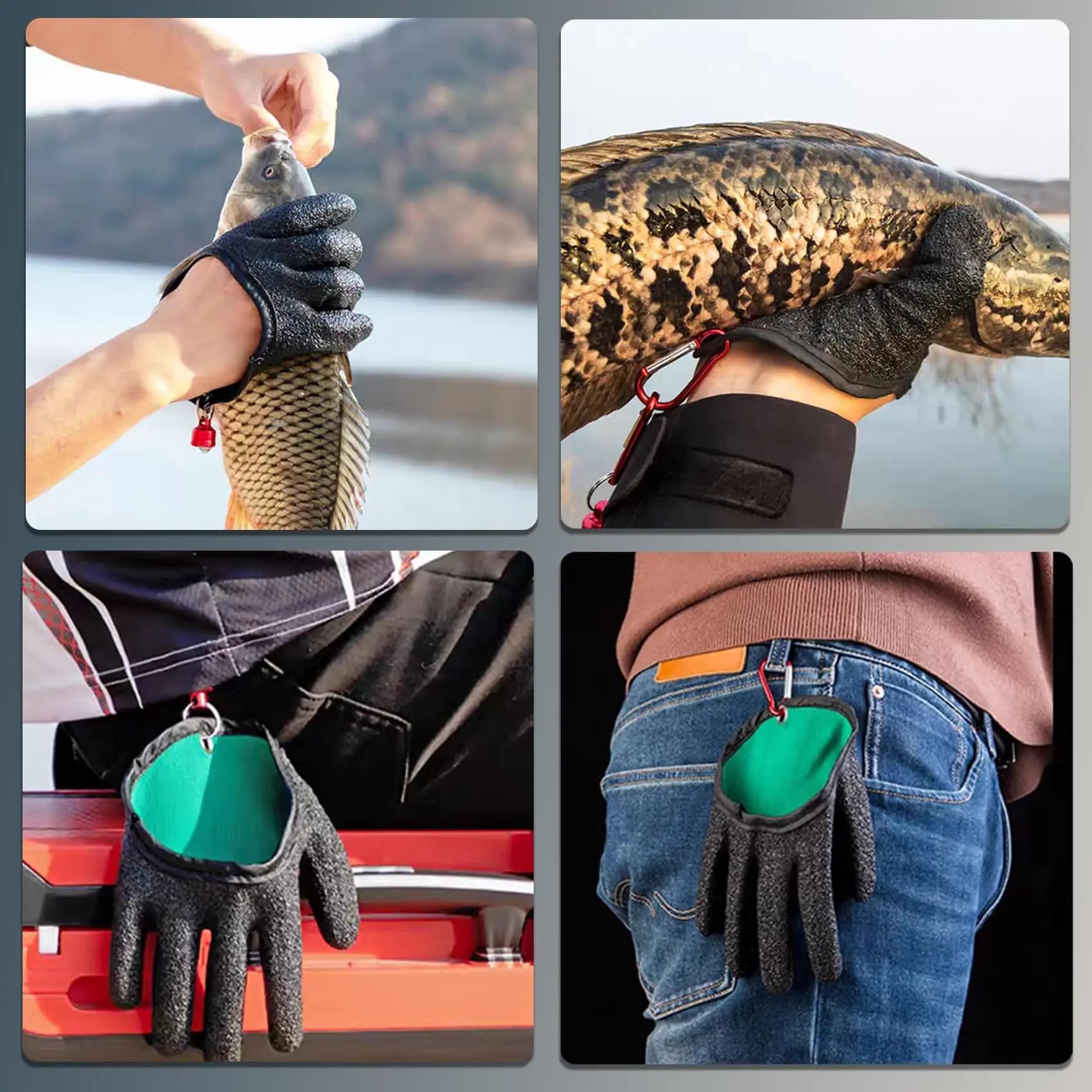 Gants de pêche professionnels anti-dérapants avec aimant - Protection mains pêcheur chasse