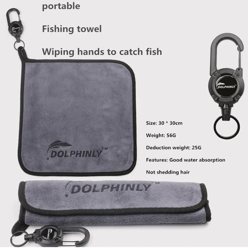 Serviette de pêche portable à boucle, épaisse et antidérapante pour essuyer les mains et le matériel