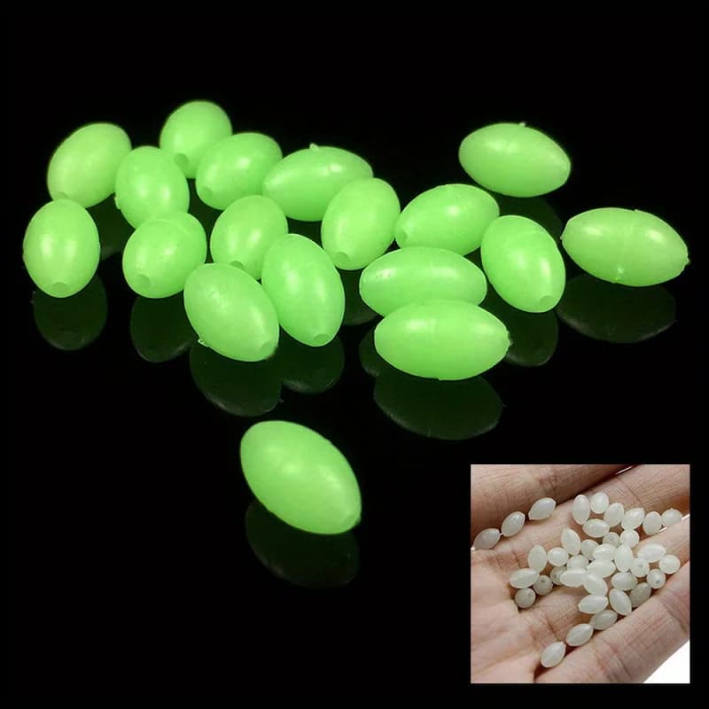 100 perles luminescentes fishing ovales - Perles durs/souples pour montages, set accessoires pêche