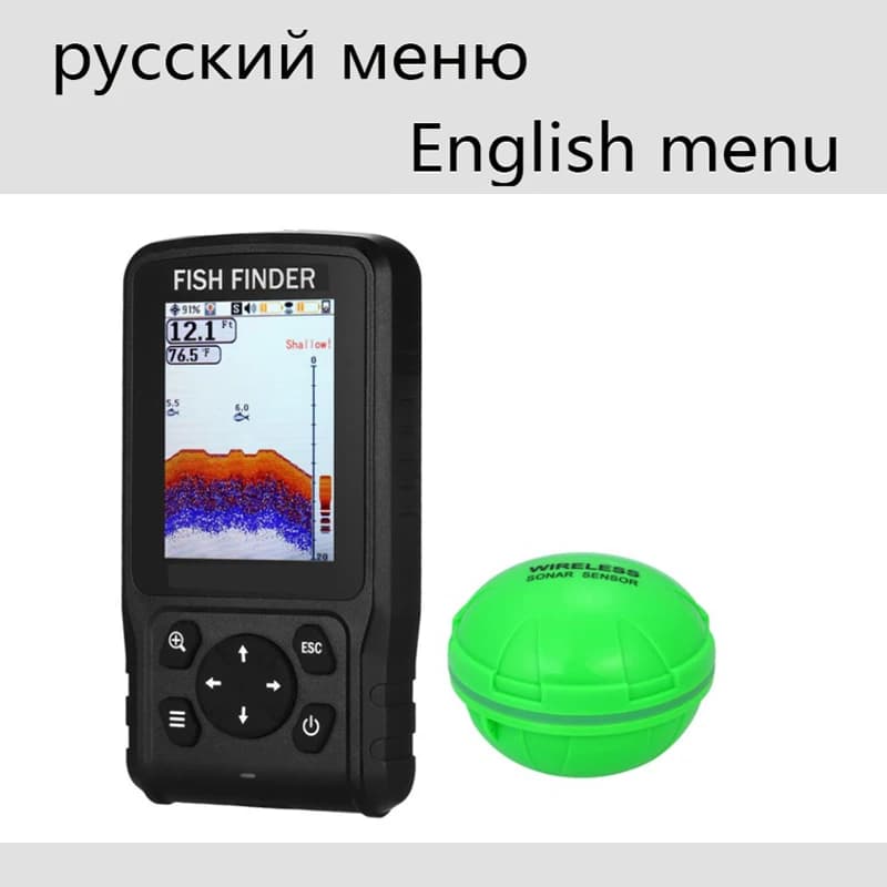 Détecteur poissons sans fil 200m sonar matriciel batterie rechargeable anglais russe