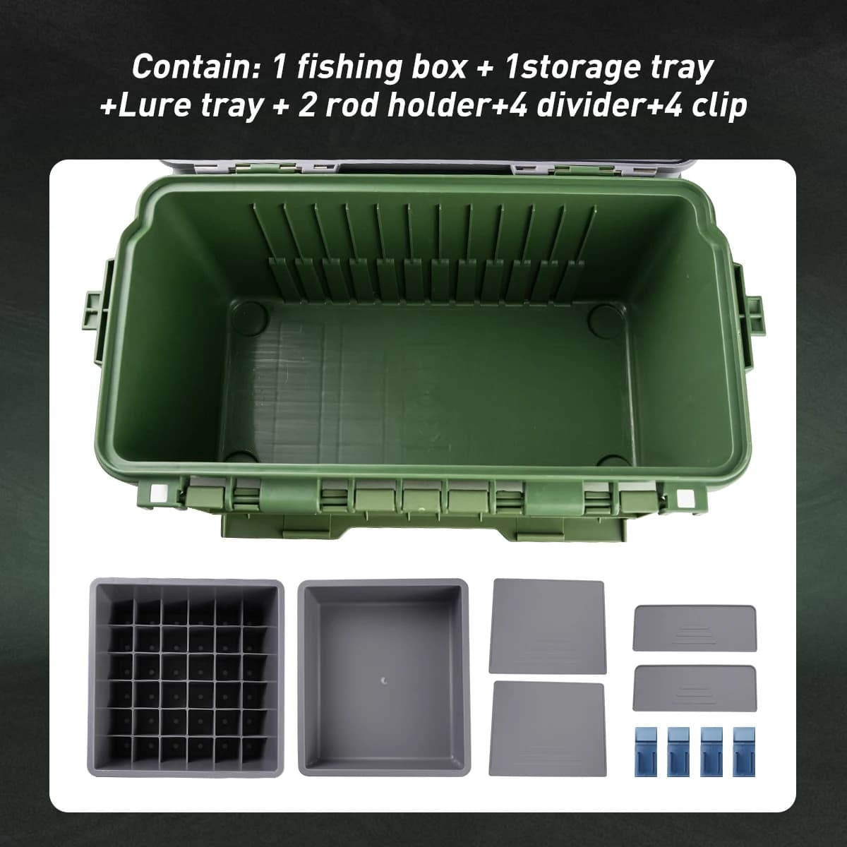Grande boîte de pêche multifonction avec support canne et porte-gobelet pour rangement équipement