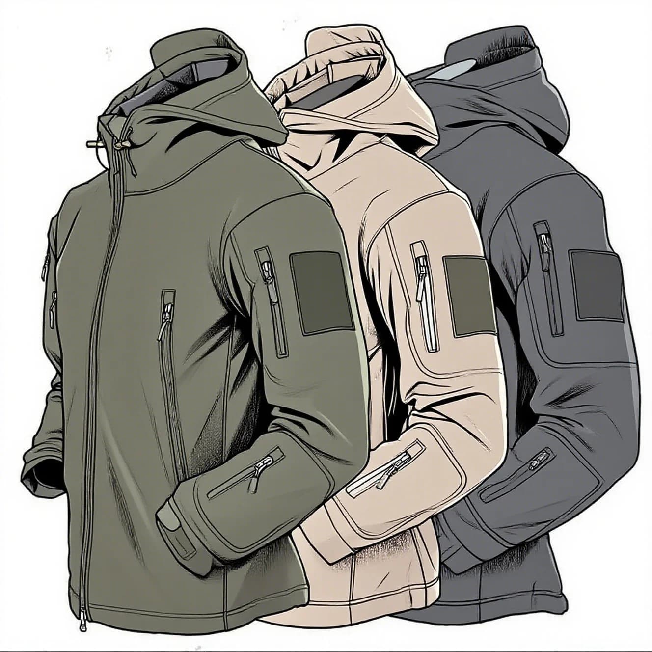 Veste de pêche softshell peau de requin 2024 - Imperméable coupe-vent tactique homme