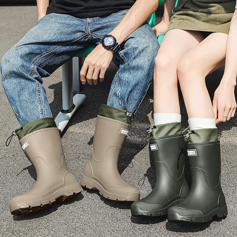 Bottes de pêche imperméables anti-dérapantes mi-mollet pour homme et femme - Haute qualité