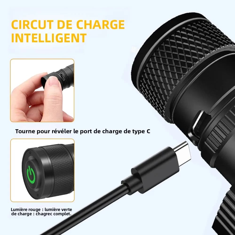 Frontale BORUiT D10 1000LM ultra-légère étanche - Recharge Type-C pour pêche longue durée confortable