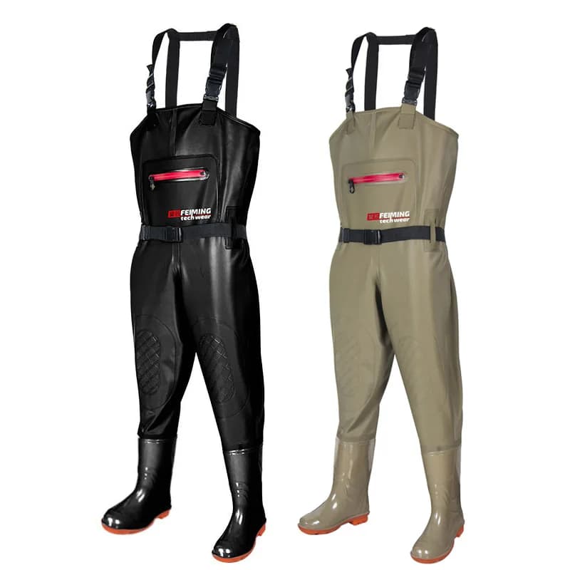 Waders de pêche PVC 3KG léger avec bottes étanches pour homme et femme combinaison noire équipement pêche leurres