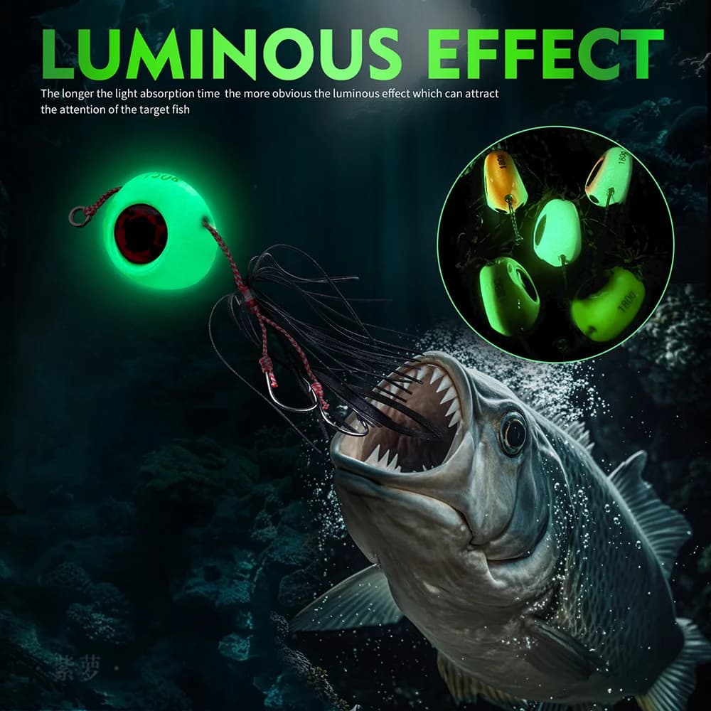 Leurres de pêche métalliques luminescents PROBEROS 40g à 180g pour la pêche en mer profonde