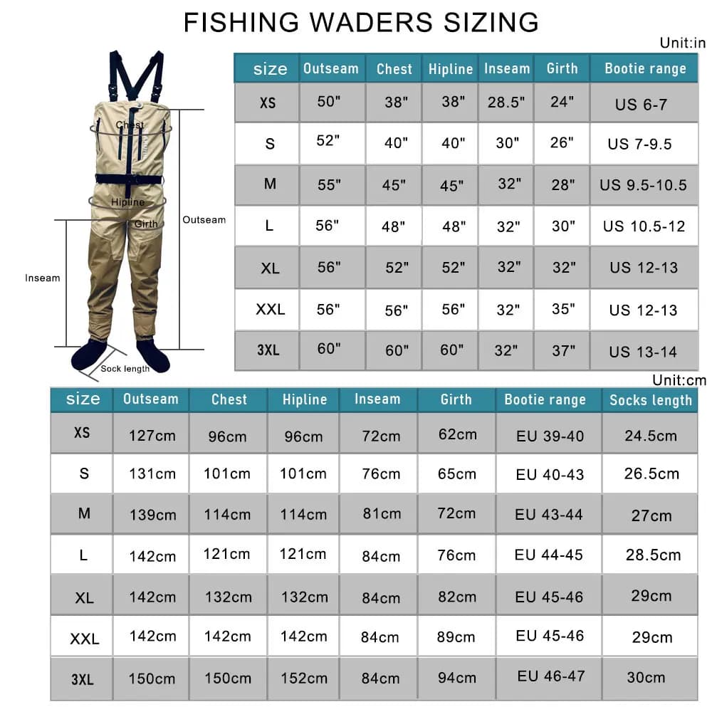 Waders poitrine hommes femmes pieds chaussettes avec fermeture éclair poche fendue imperméables respirants pêche chasse