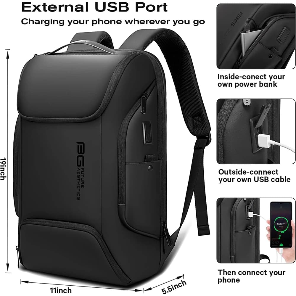 Sac à dos professionnel avec chargeur USB pour pêche - Waterproof et compatible ordinateur 15.6 pouces