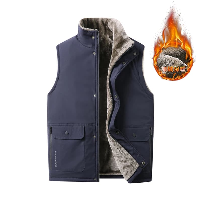 Gilet homme en laine mouton cashmere épais - Veste sans manches chaude et luxueuse pour hiver