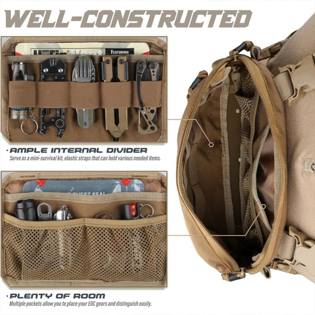 Gilet multifonction voyage outdoor - Sac poitrine tactique pour camping randonnée pêche chasse