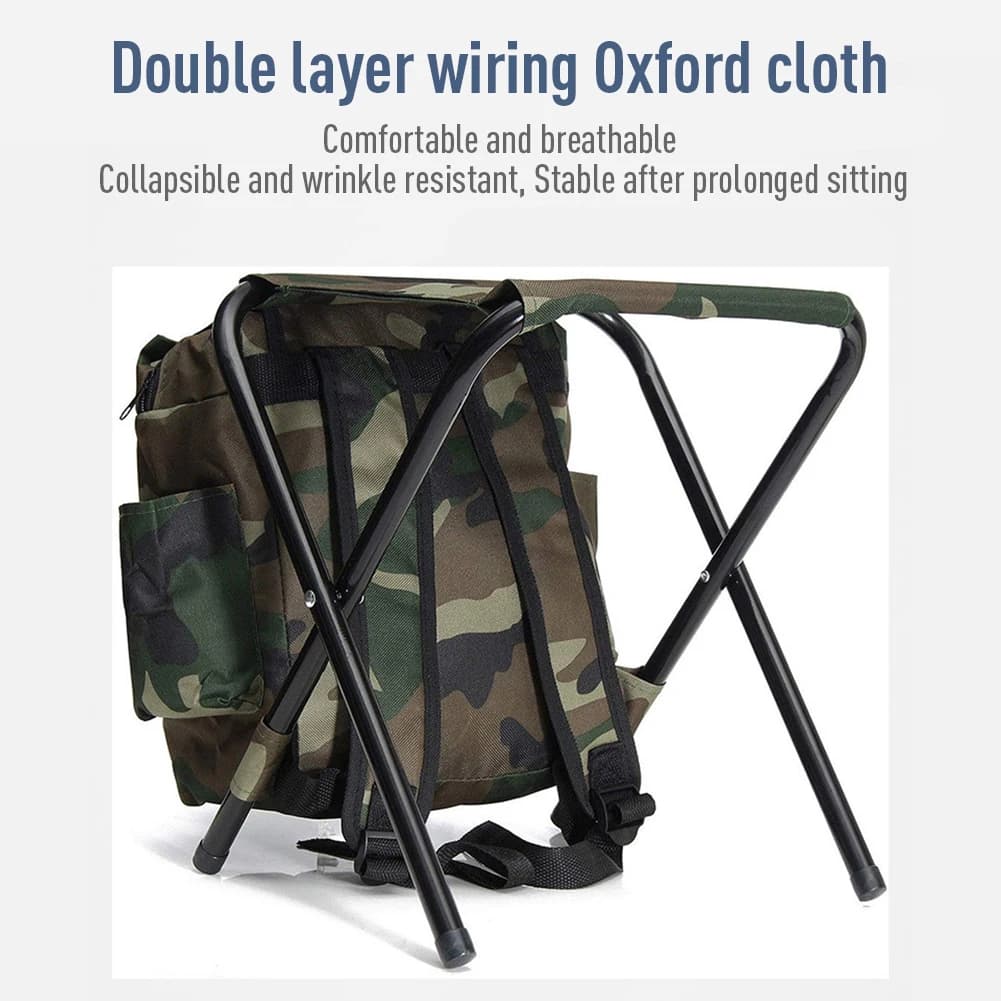 Tabouret pliant camouflage pêche 100kg capacité avec sac à dos pour camping côtier