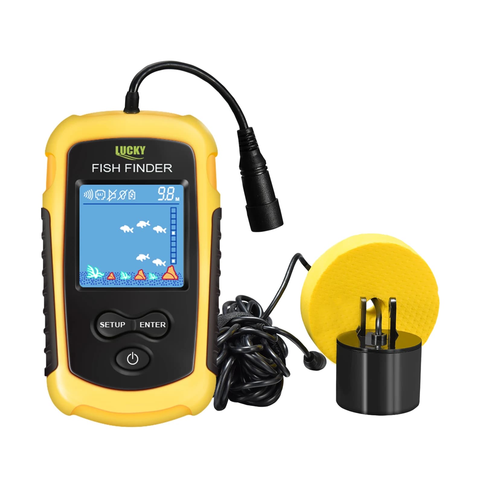 Sondeur de pêche portable FFC1108-1 avec alarme 100M - Échosondeur à couverture sonar 45 degrés