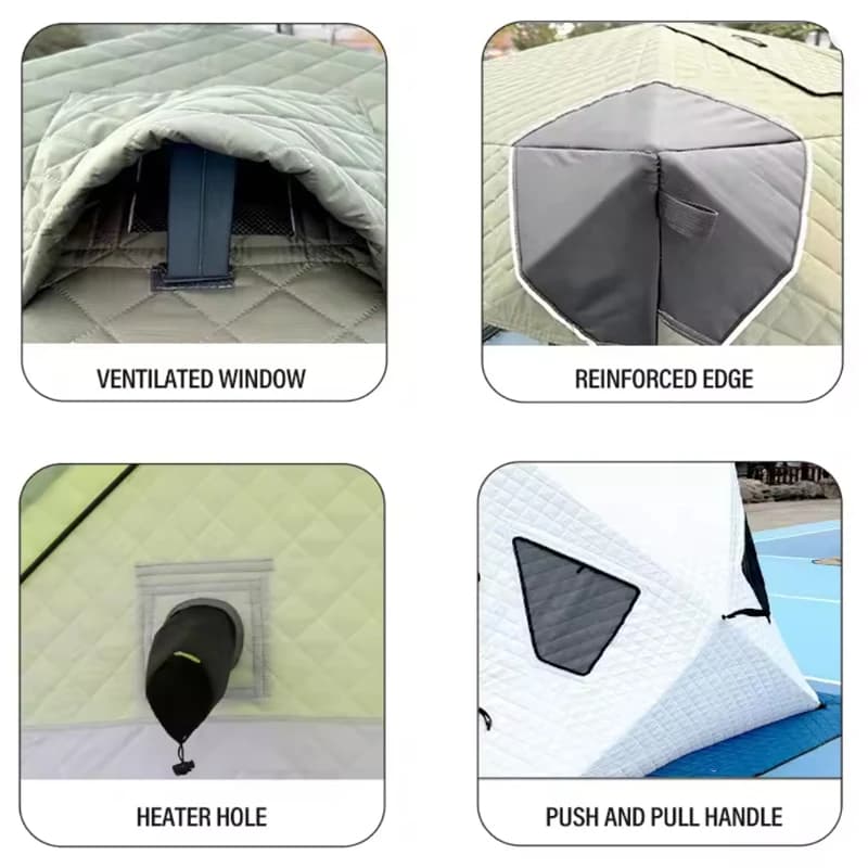 Tente pêche hiver renforcée isolation anti-vent équipement camping aventure pêche temps froid