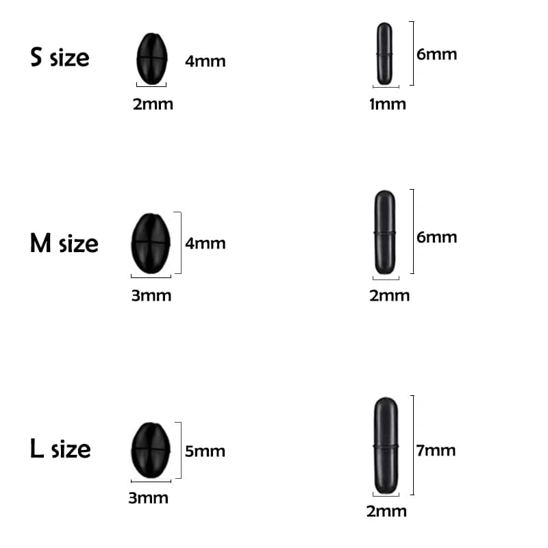 Flotteur pêche silure PRO BEROS 60 pièces 10 sets bouchon ovale en caoutchouc noir stopper ligne