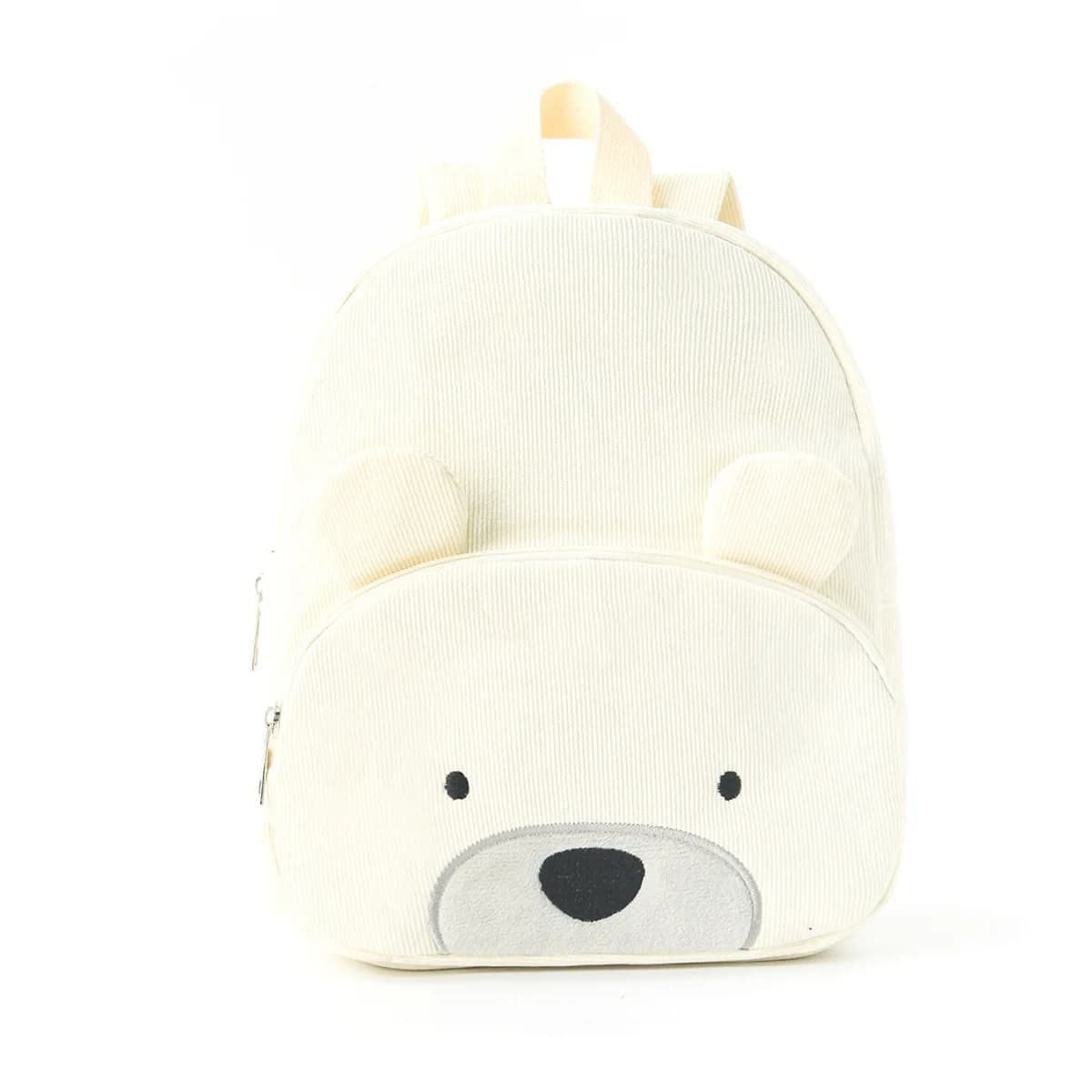 Sac à dos enfant personnalisé nom ours - Grand sac velours corduroy peluche brodé prénom