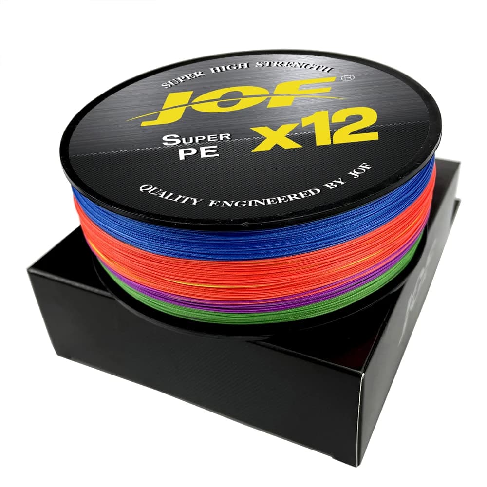Ligne de pêche JOF X12 Super Résistante 12 brins Multifilament PE, 25LB à 92LB pour 100M 300M 500M