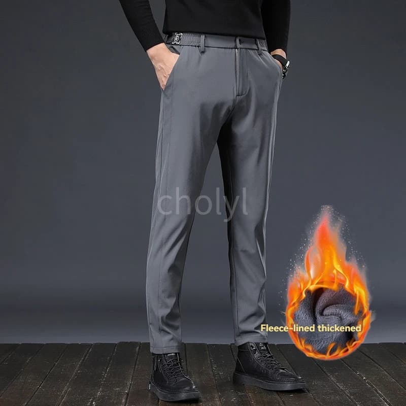 Pantalon velours décontracté hiver homme - Élastique stretch - Pêche business classique épais chaud