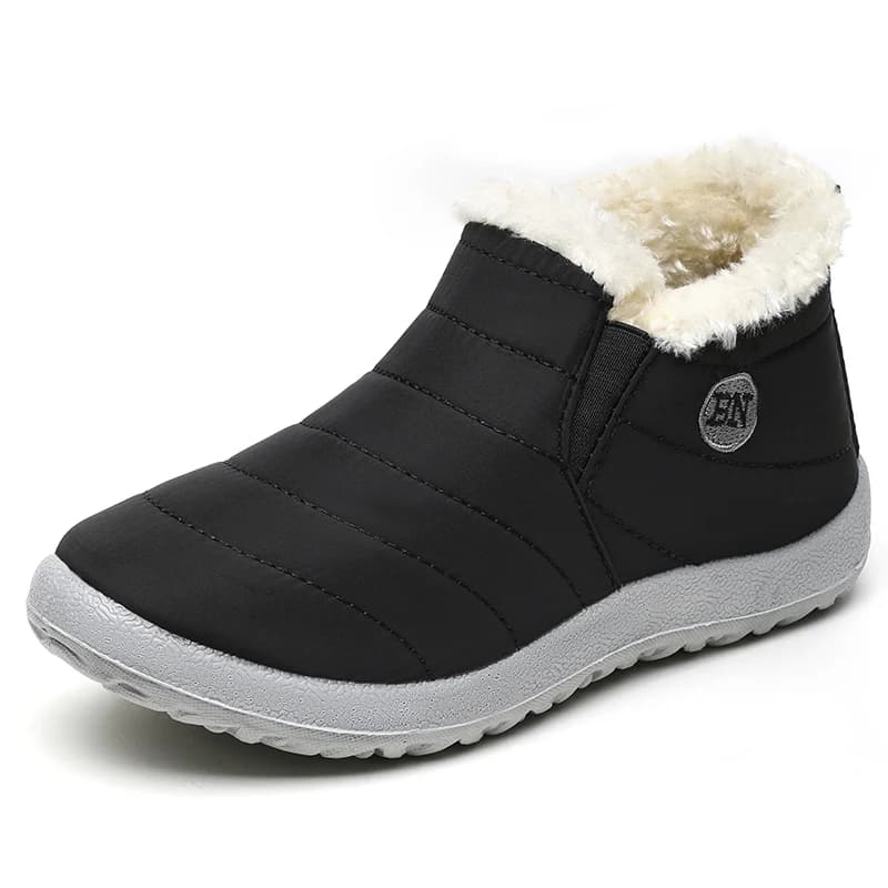 Bottes cheville femme imperméables hiver 2025 - Chaussures fourrées faciles à enfiler pour couple