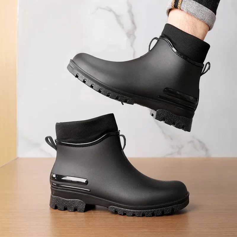 Bottes de pluie unisexes anti-dérapantes imperméables avec doublure en coton chaud